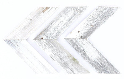 Set of Three White Distressed Wood Hanging Arrow Dimensional Sculptures