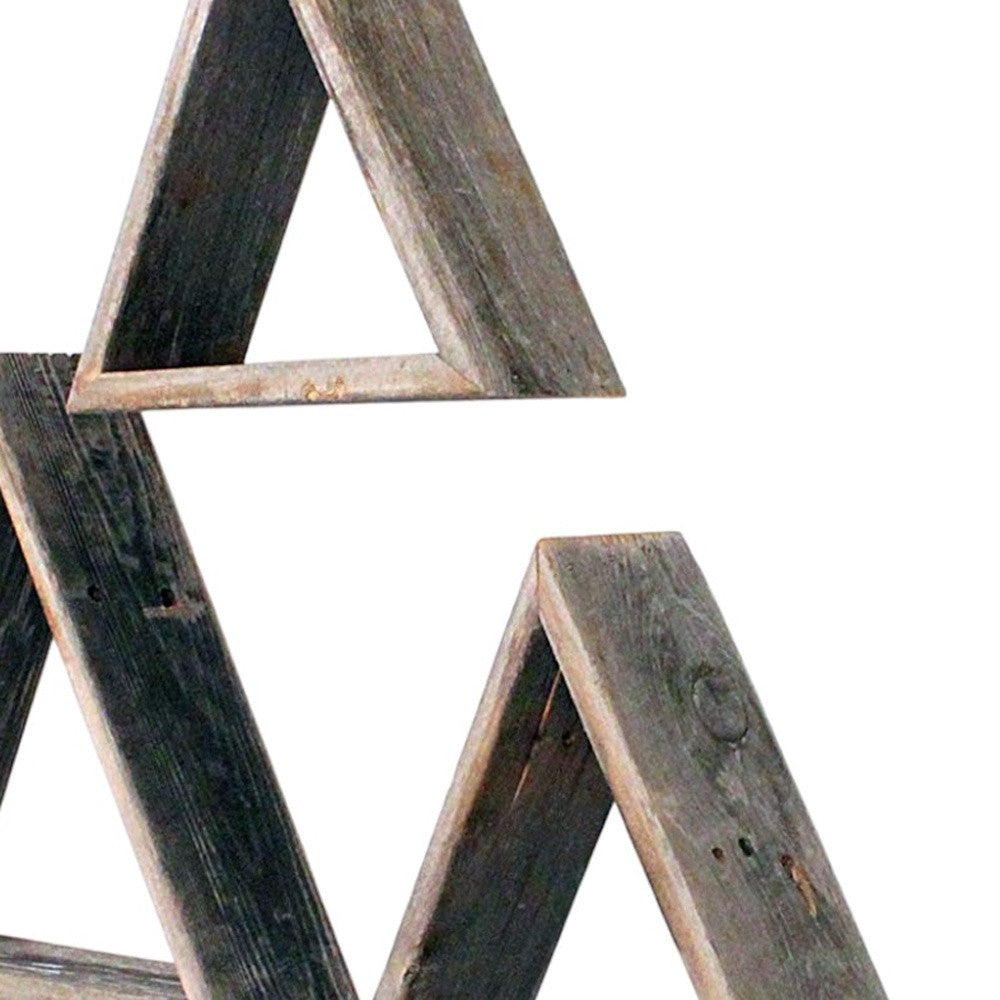 Set of Three Gray Wood Square Hanging Dimensional Sculpture