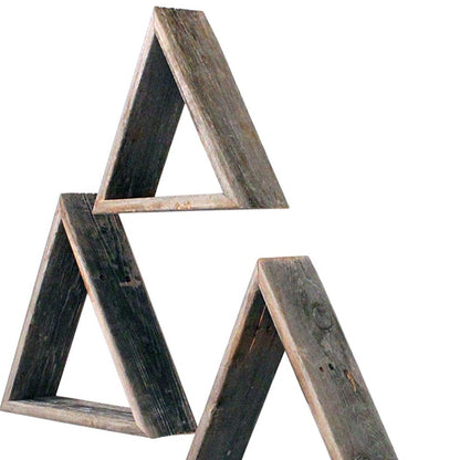 Set of Three Gray Wood Square Hanging Dimensional Sculpture