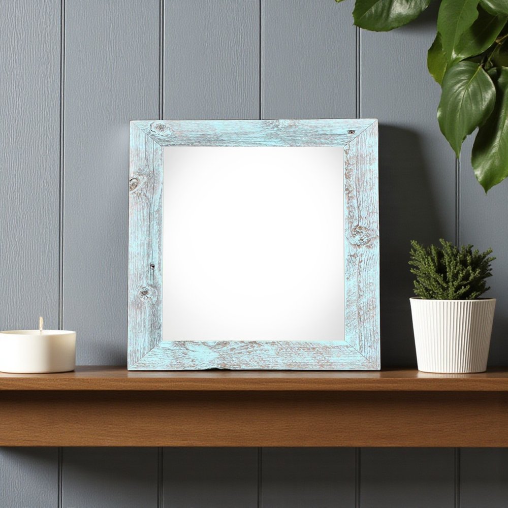 6" x 6" Blue Solid Wood Tabletop Picture Frame