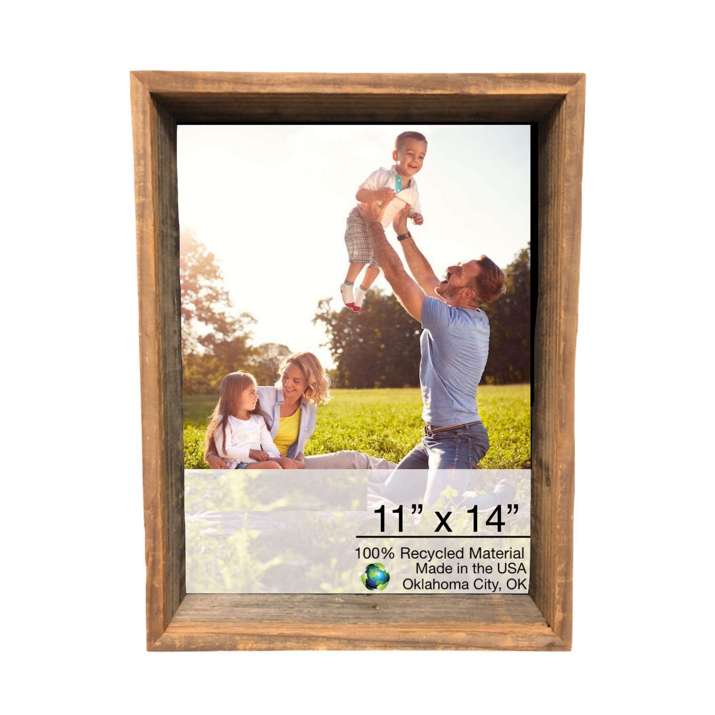 24" X 36" Gray Brown Rustic Solid Wood Hanging Or Tabletop Picture Frame