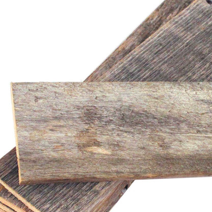 Set of Six 4" X 12" Gray and Brown Wood Planks Wall Decor