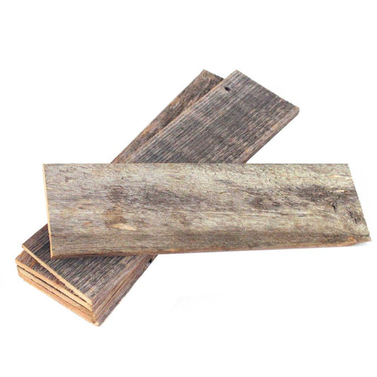 Set of Six 4" X 48" Gray and Brown Wood Plank Wall Decor