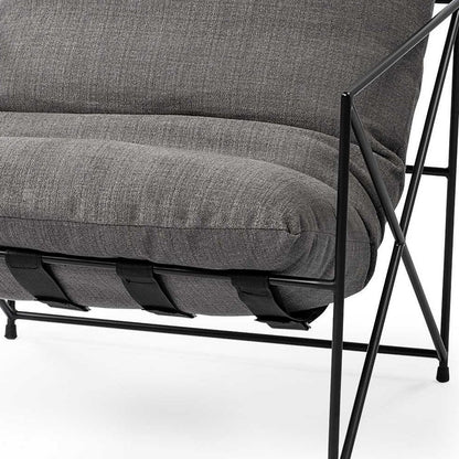 30" Gray and Black Linen Lounge Chair