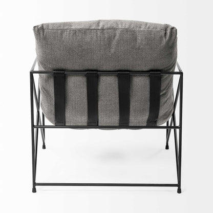 30" Gray And Black Linen Lounge Chair