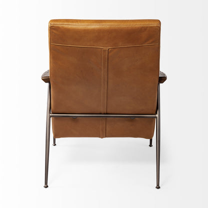 37" Tan and Black Faux Leather Tufted Lounge Chair