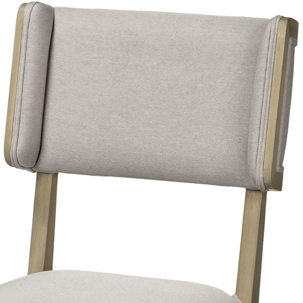 Set Of Two Light Gray And Brown Upholstered Fabric Open Back Side Chairs