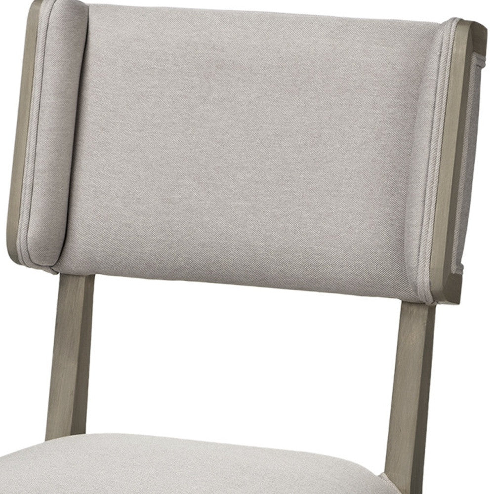 Set Of Two Brown And Light Gray Upholstered Fabric Open Back Side Chairs