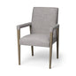 Gray And Brown Upholstered Fabric King Louis Back Dining Arm Chair