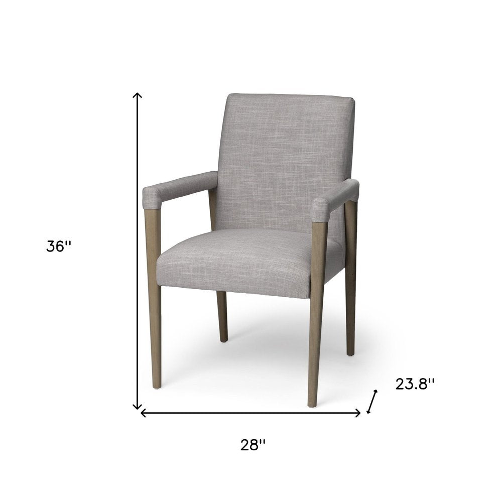 Gray and Brown Upholstered Fabric King Louis Back Dining Arm Chair