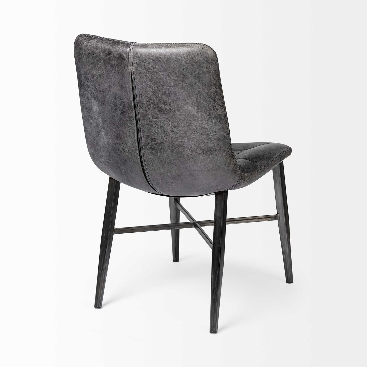 Black Upholstered Leather Dining Side Chair