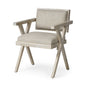 Gray Upholstered Fabric Open Back Dining Arm Chair