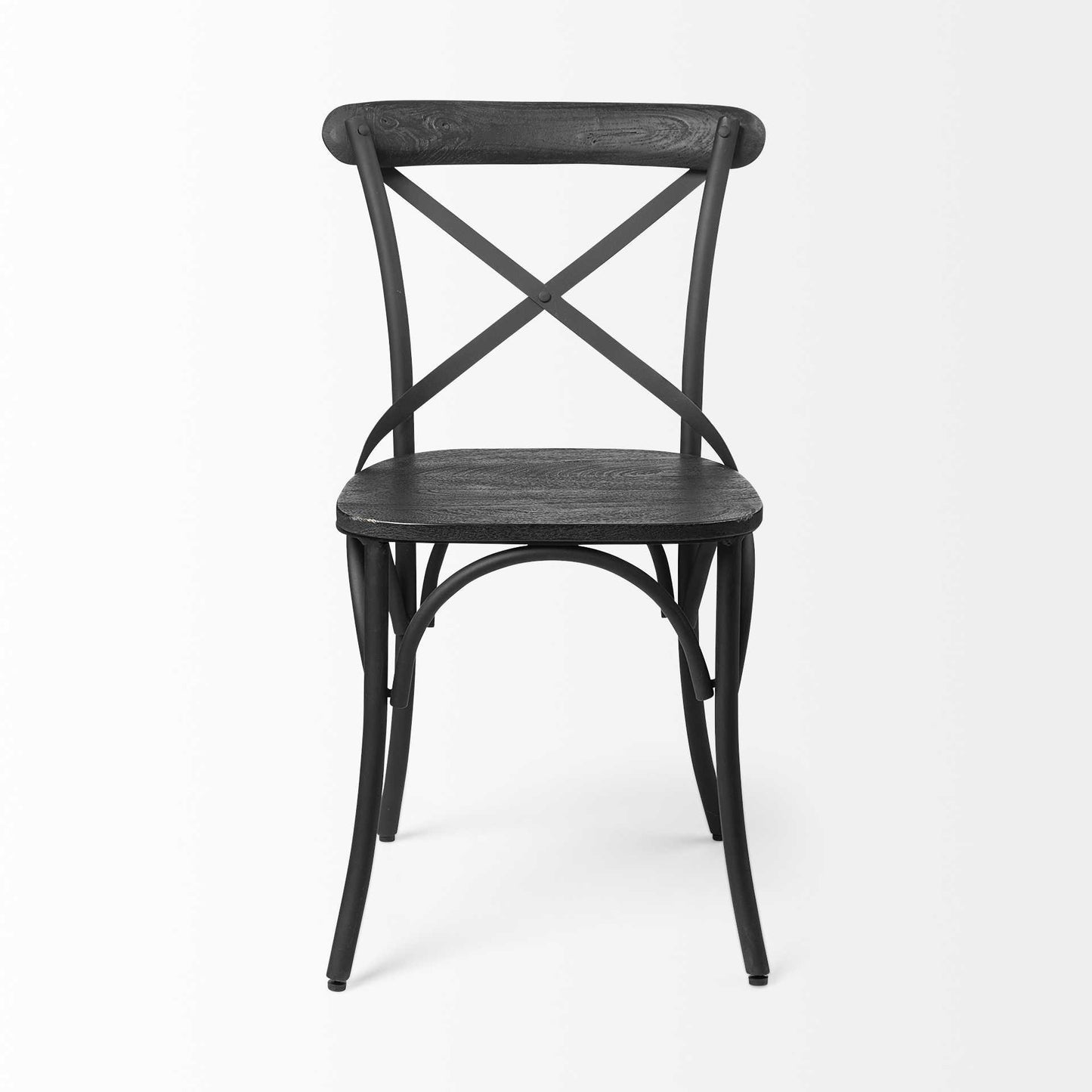 Set Of Two Black Wood Cross Back Side Chairs