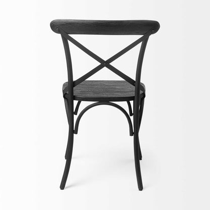 Set Of Two Black Wood Cross Back Side Chairs