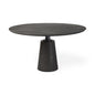 54" Brown Rounded Solid Wood And Metal Pedestal Base Dining Table