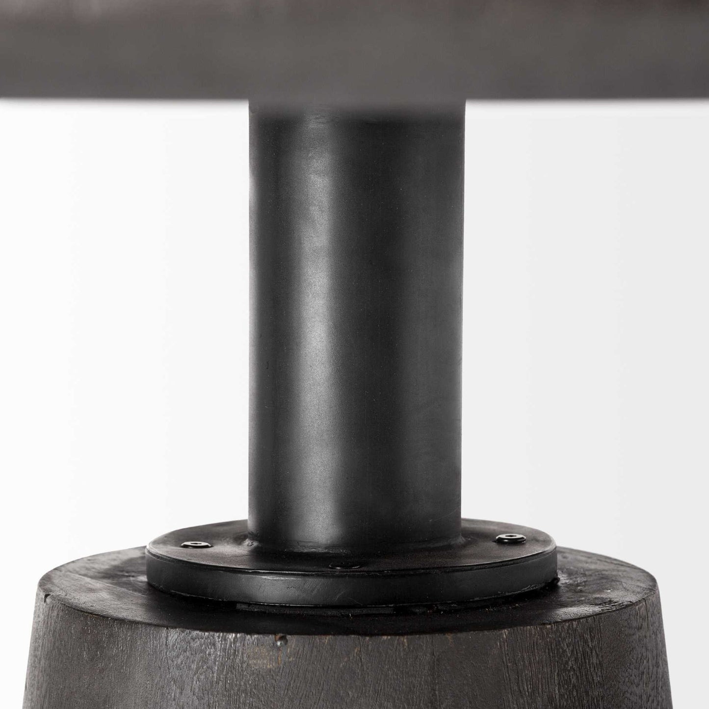 54" Brown Solid Wood and Iron Pedestal Base Round Top Dining Table