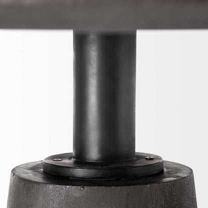 54" Brown Solid Wood and Iron Pedestal Base Round Top Dining Table