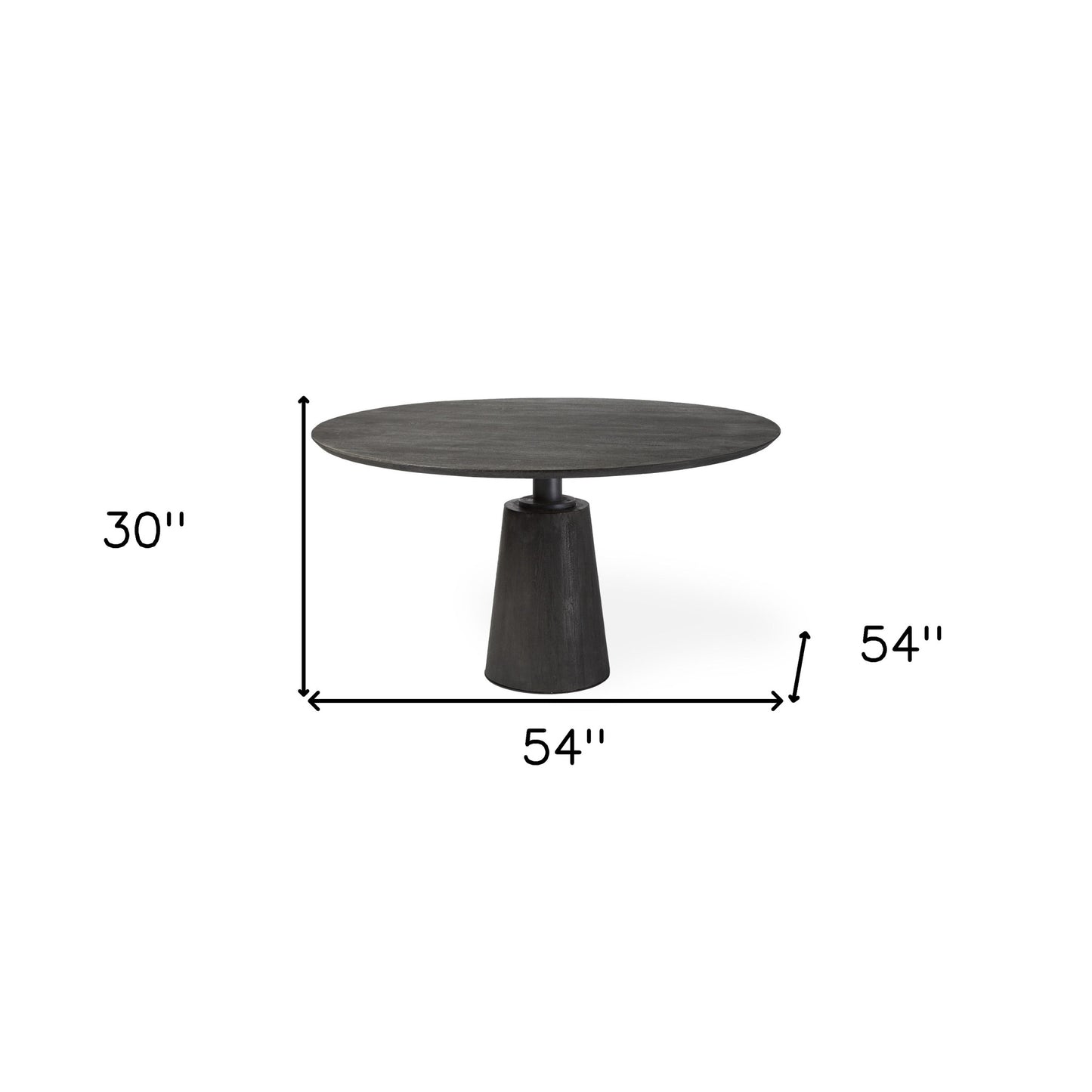 54" Brown Rounded Solid Wood And Metal Pedestal Base Dining Table