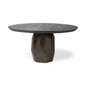 60" Brown Rounded Solid Wood Pedestal Base Dining Table