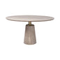 54" Light Brown And Gold Solid Wood And Iron Pedestal Base Round Top Dining Table