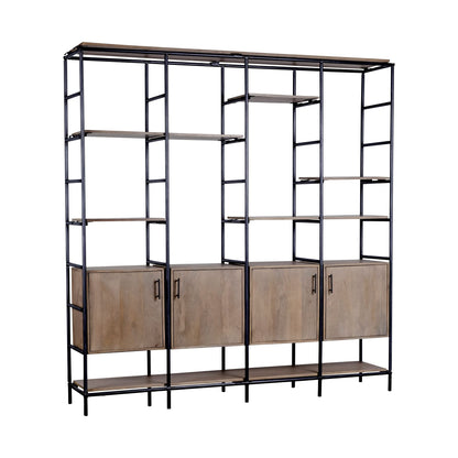 Medium Brown Wood And Metal Multi Shelves Shelving Unit