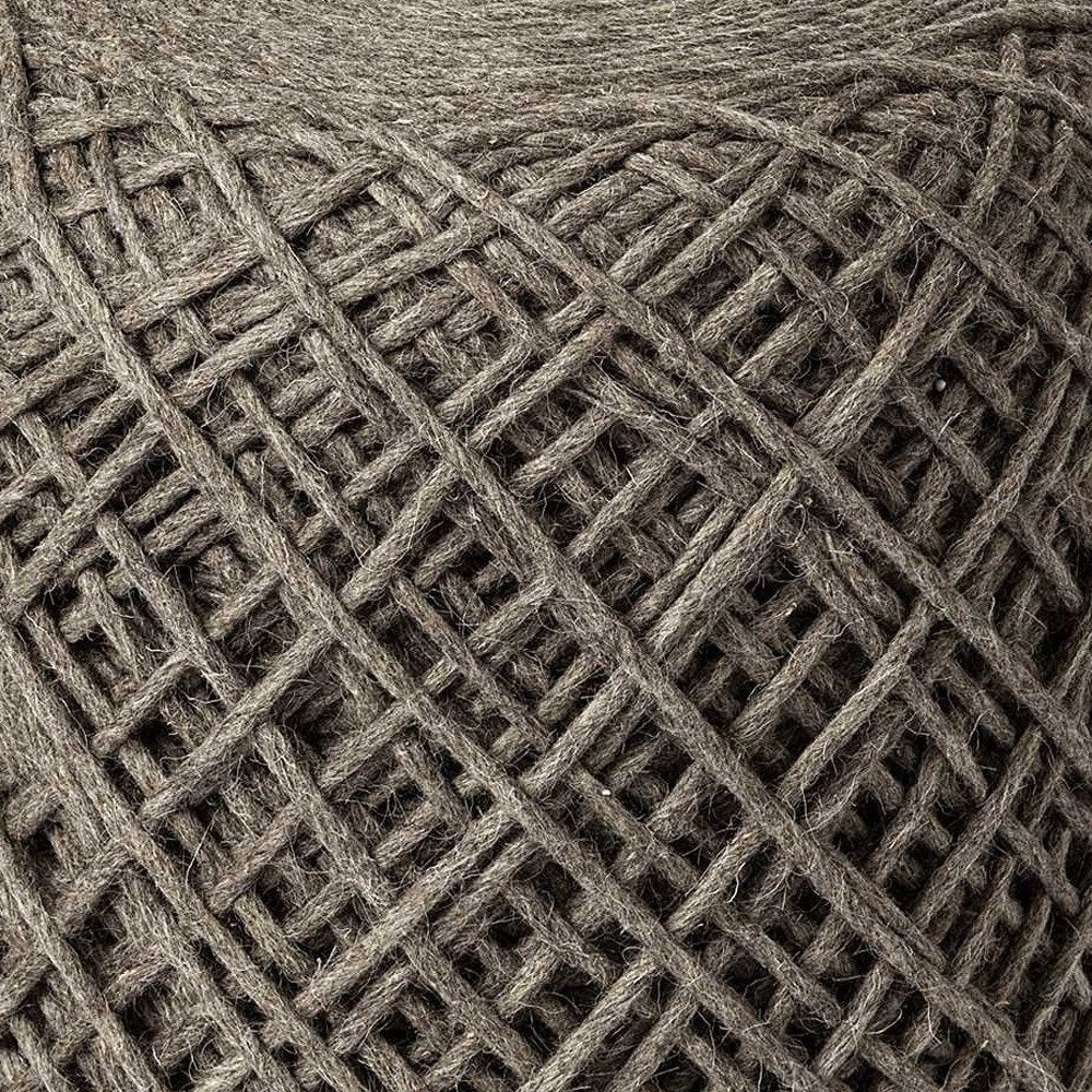 16" Brown Upholstery Cylinder Abstract Pouf Ottoman