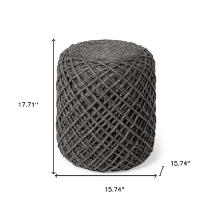 16" Gray Upholstery Cylinder Abstract Pouf Ottoman