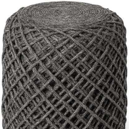 16" Gray Upholstery Cylinder Abstract Pouf Ottoman