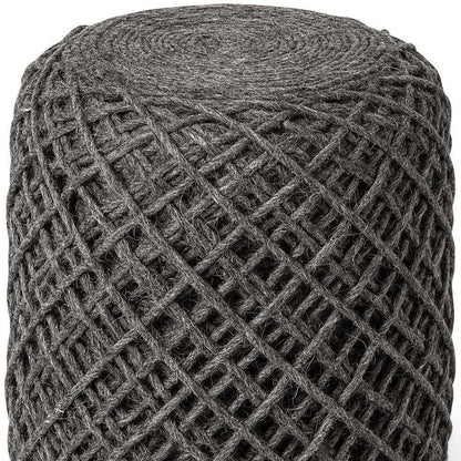 16" Gray Upholstery Cylinder Abstract Pouf Ottoman