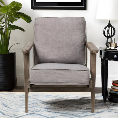 31" Gray and Brown Fabric Lounge Chair