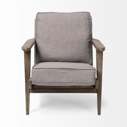 31" Gray And Brown Fabric Lounge Chair