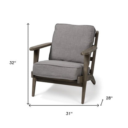 31" Gray And Brown Fabric Lounge Chair