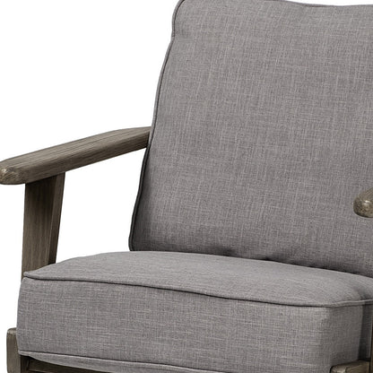 31" Gray And Brown Fabric Lounge Chair