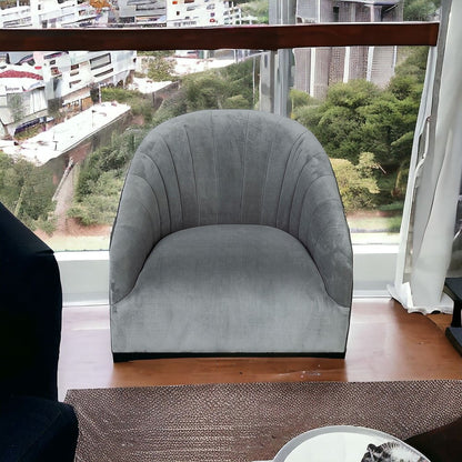 29" Gray and Copper Velvet Lounge Chair