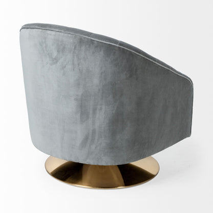 29" Gray and Copper Velvet Lounge Chair