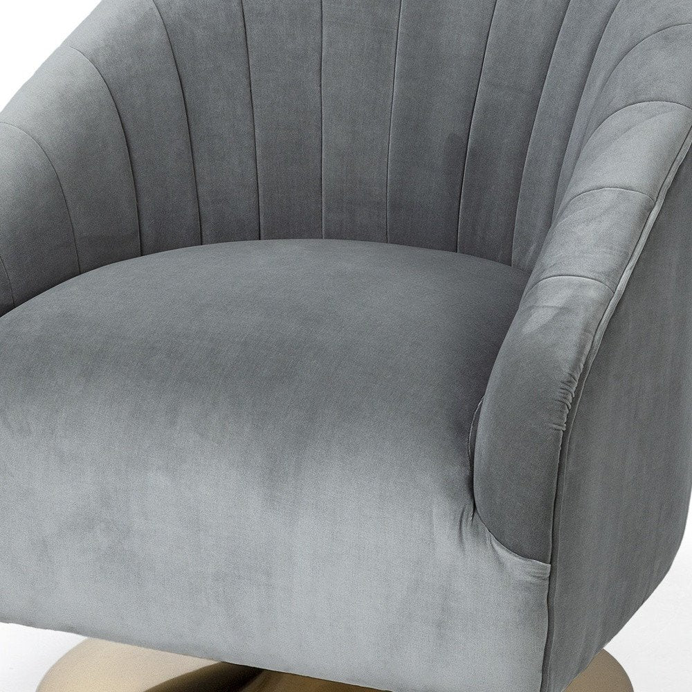 29" Gray and Copper Velvet Lounge Chair