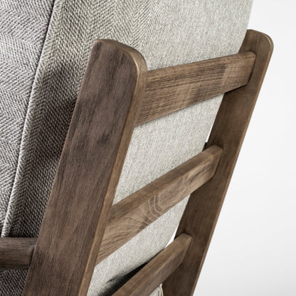 31" Light Gray and Brown Fabric Lounge Chair