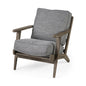 31" Gray And Brown Fabric Lounge Chair