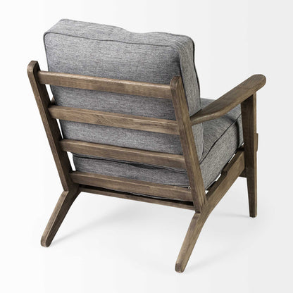 31" Gray and Brown Fabric Cushions And Wood Lounge Chair