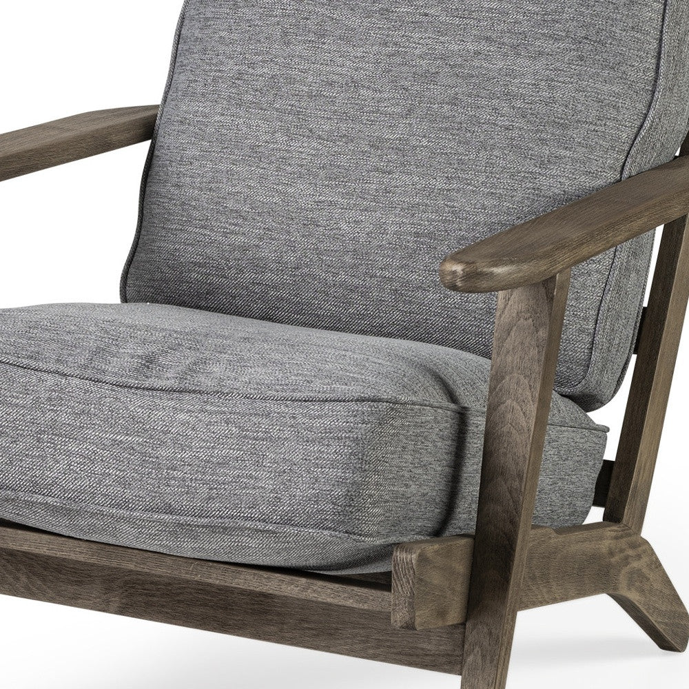 31" Gray And Brown Fabric Lounge Chair