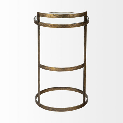 27" Gold And Clear Glass Round End Table