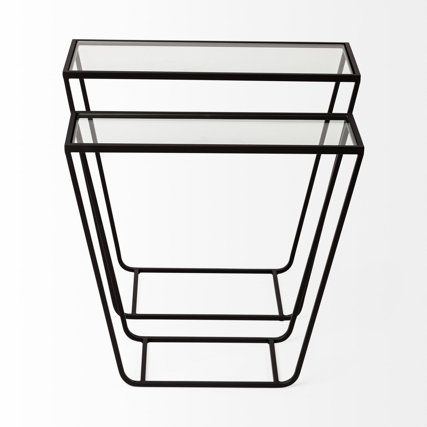 10" Clear Glass and Metal Frame Console Table