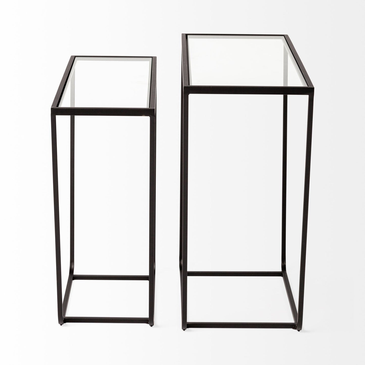 10" Clear Glass and Metal Frame Console Table