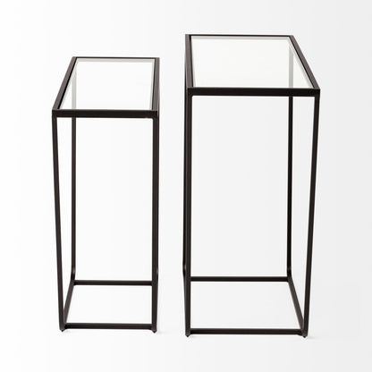 10" Clear Glass and Metal Frame Console Table