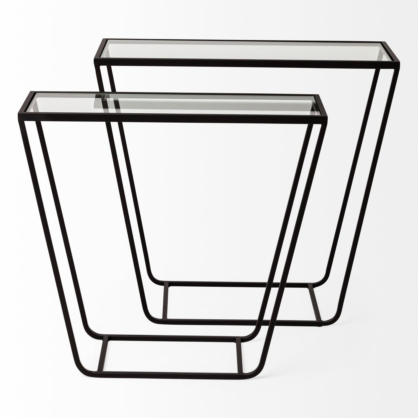 10" Clear Glass and Metal Frame Console Table