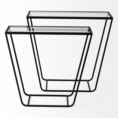 10" Clear Glass and Metal Frame Console Table