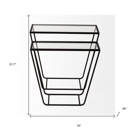 10" Clear Glass and Metal Frame Console Table
