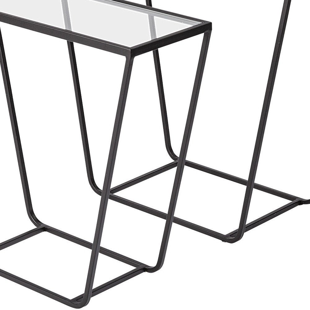 10" Clear Glass and Metal Frame Console Table