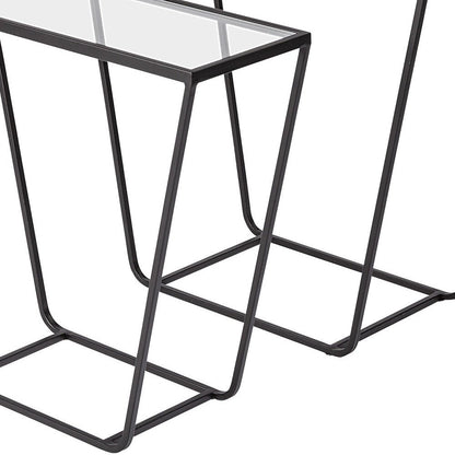 10" Clear Glass and Metal Frame Console Table