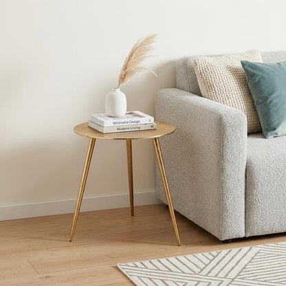 17" Gold Metal Round End Table